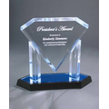 Floating Diamond Acrylic Blue Reflective Award w/ Black Base - 12"
